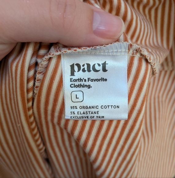 NEW Pact Fit & Flare Orange Cream Organic Cotton Stripe Halter Dress Size Large - Picture 8 of 13